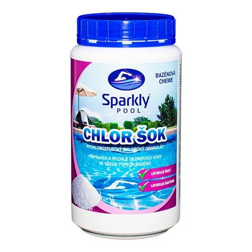 Sparkly Pool chlor šok 1kg rychlorozpustný Sparkly Pool chlor šok 1kg rychlorozpustný - Zahradní a sezónní produkty Bazénová chemie